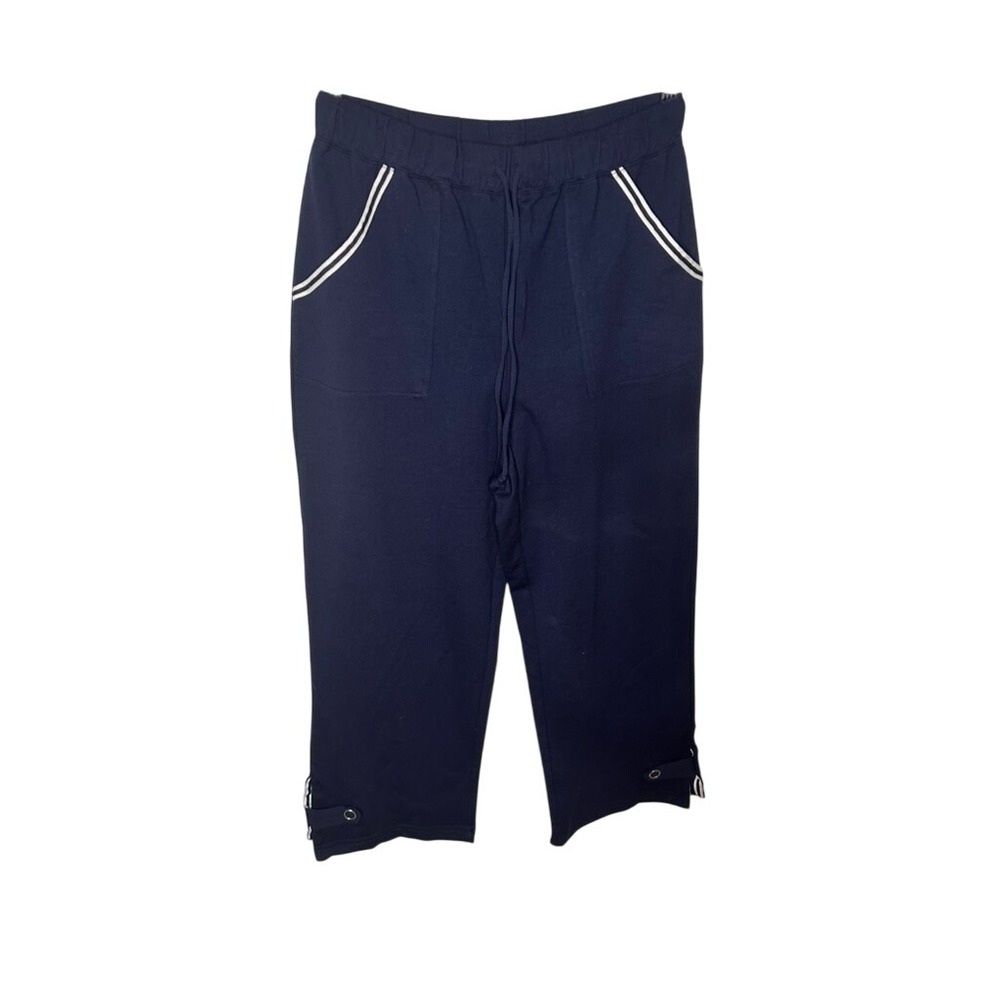Sport Savvy Capri Pants Womens Size S Navy Blue Drawstring Lounge Activewear